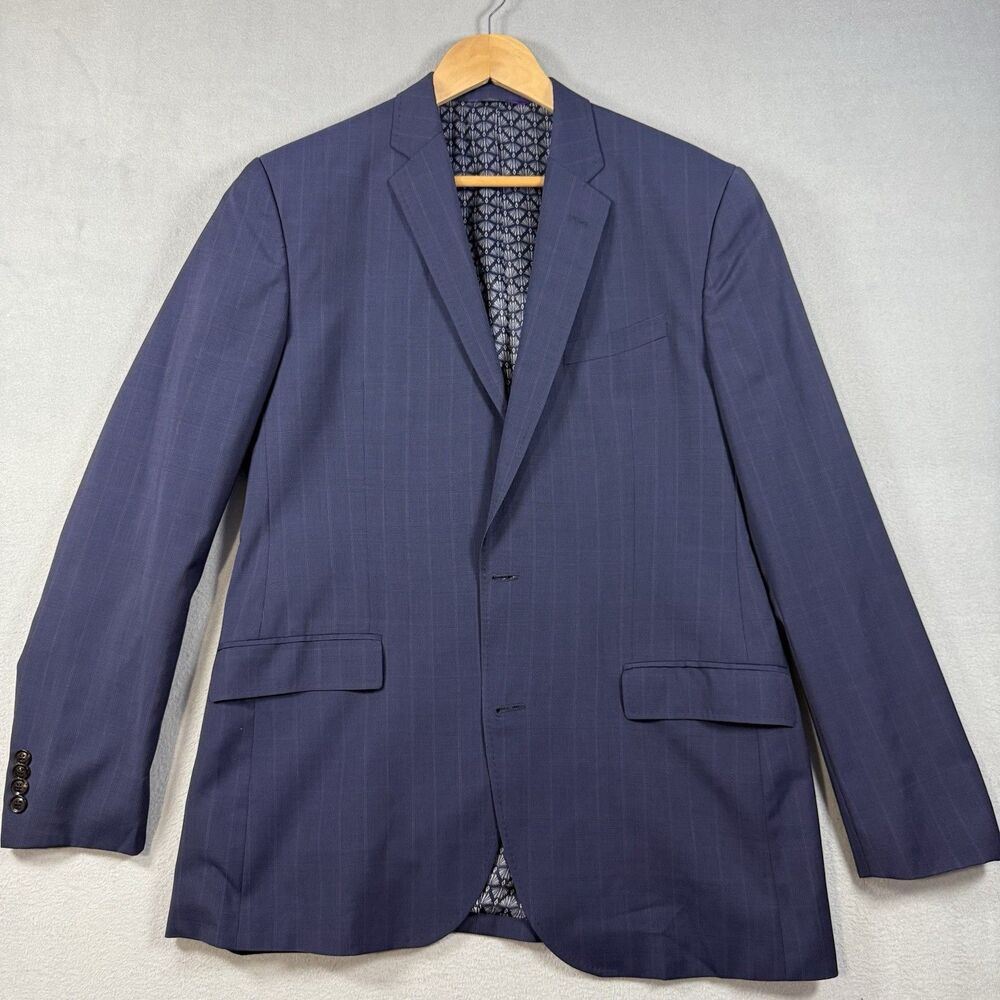 Ted Baker Endurance Blazer 44L Navy Plaid Wool Sport Coat Jay CT Canada